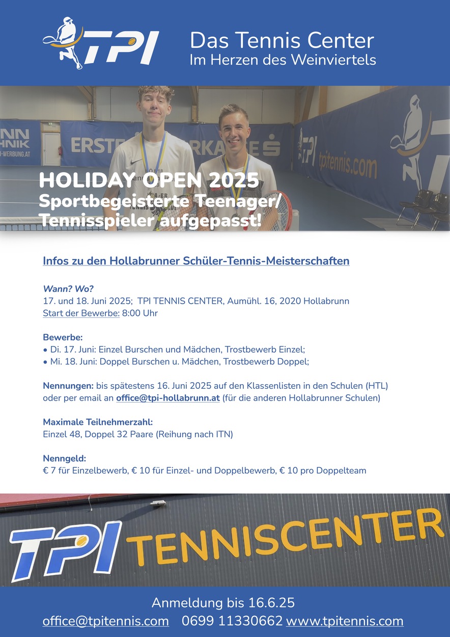 HOLIDAY OPEN - Hollabrunner Schülermeisterschaften