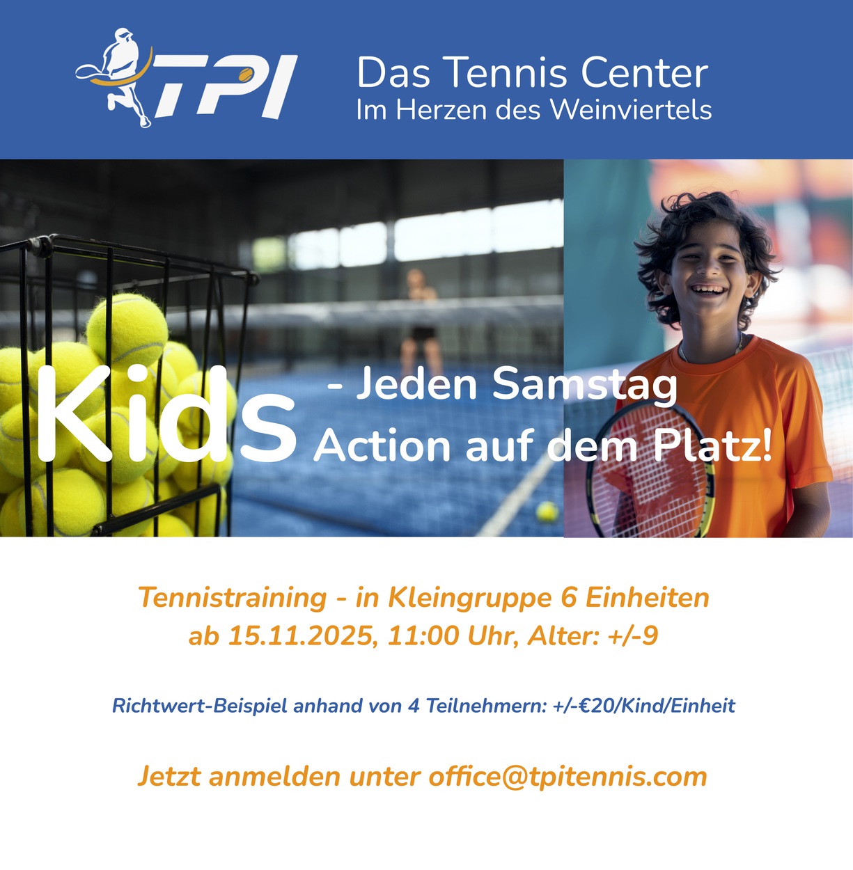 Start Kindertenniskurs (6Einheiten) ab 15.11. (samstags!)
